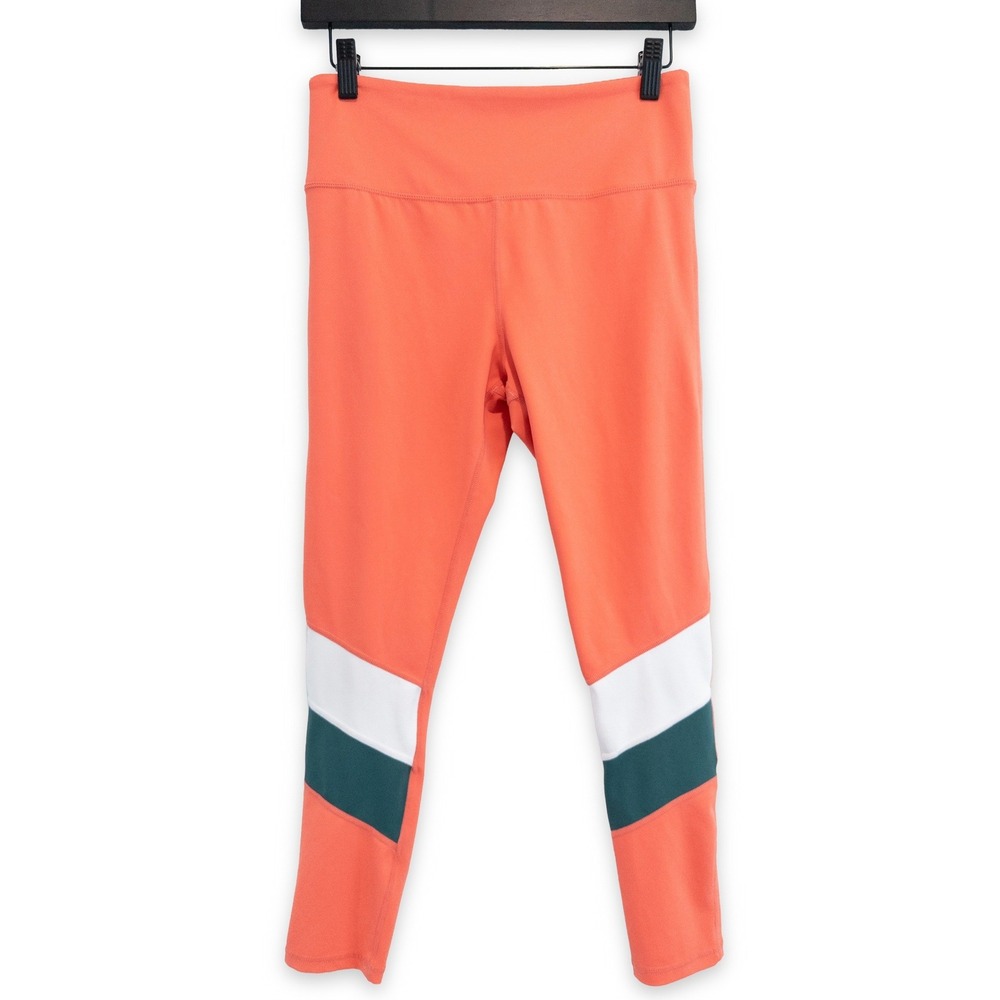 Zyia Active Leggings Womens 8-10 Orange‎ Colorblock High Rise Crop Athletic Yoga